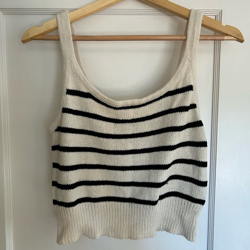 Knit Tank, black and white stripe